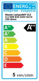 Master LEDspotMV VLE 4.3 50W 830 220V GU10 25D dimm Philips