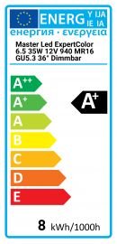 Master ExpertColor 6.5 35W 12V 940 MR16 GU5.3 36° dimm Philips