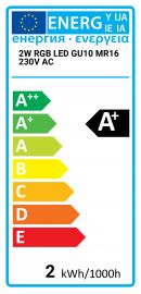 2W RGB GU10 MR16 230V AC Dimco Lighting