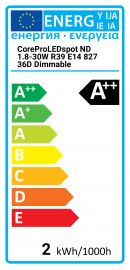 CorePro LEDspot ND 1.8-30W R39 E14 827 36D dimm Philips