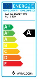 6W 4000K 220V GU10 50D Vossloh Schwabe